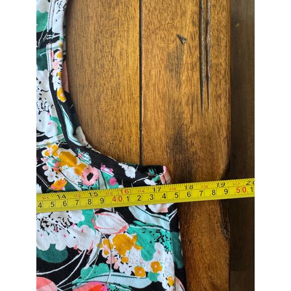 Ana Floral Sleeveless V-Neck Top Black Multi Color Size L - Picture 6 of 8